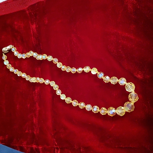 Vintage Amber Cut Crystal Necklace - Picture 10 of 10